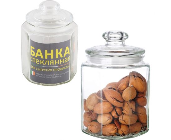 Стеклянная банка для сыпучих продуктов Mallony LATTINA с крышкой объем 1.5 л 003603 