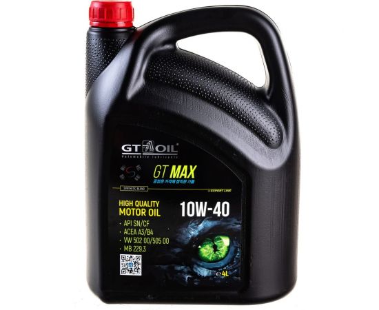 Масло GT OIL Max SAE 10W-40 API SN/CF, 4 л 8809059410004 