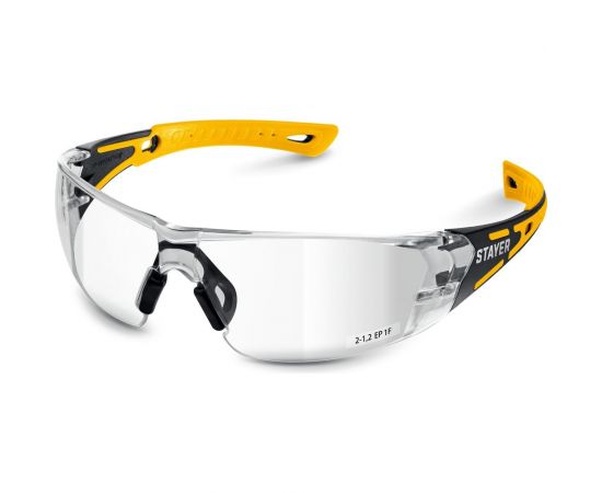 Защитные очки STAYER Mx-9 прозрачные, двухкомпонентные дужки, открытого типа 110490 