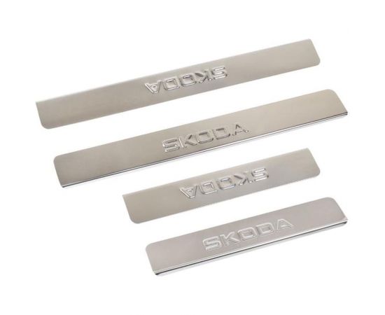 Накладки внутренних порогов DolleX SKODA Fabia, Octavia, Roomster нержавеющая сталь к-т 4 шт. NPS-041 