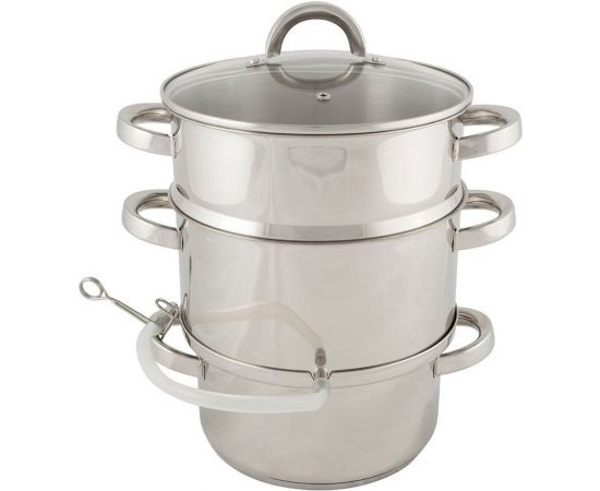 Соковарка из нержавеющей стали Mallony MAL-JUICER-1 6 л, 3 чаши, стеклянная крышка, с пароотводом 985879 