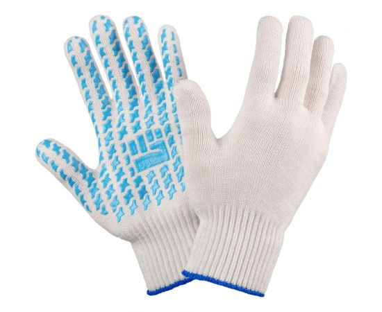 Плотные трикотажные перчатки Фабрика перчаток, с ПВХ, 10 класс, 6 нитей, белые, р.L 6-10-ПЛ-БЕЛ-(L) 