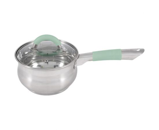 Ковш Mallony MENTOLO 1.9 л, из нержавеющей стали с крышкой, ручки с силиконом 103575 