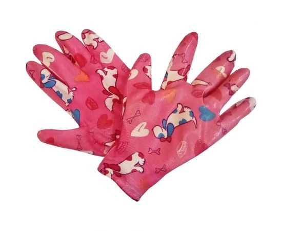 Садовые перчатки СПЕЦ Garden Flowers полиэстер, с прозрачным нитриловым покрытием, р. М/8 GF-PN-07M 