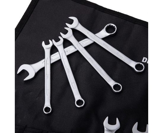 Набор комбинированных гаечных ключей DELI dl130014a матовая хромированная поверхность, тканевая упаковка, 14 шт. 104509 – изображение 11