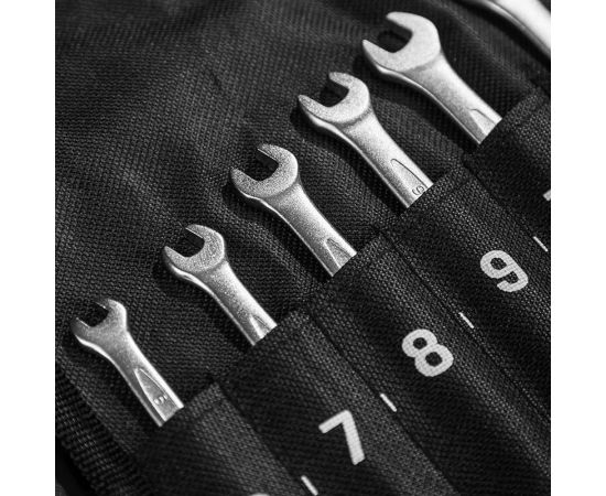 Набор комбинированных гаечных ключей DELI dl130014a матовая хромированная поверхность, тканевая упаковка, 14 шт. 104509 – изображение 15