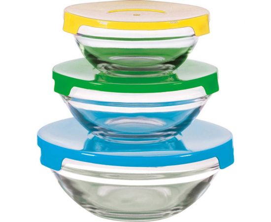 Набор стеклянных мисок Mallony INSALATO 3 шт с крышками 360/510/920мл 007178 – изображение 2