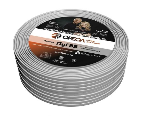 Провод ОРЕОЛ ПуГВВ 2х1,5 белый 50м 00000056838 – изображение 2