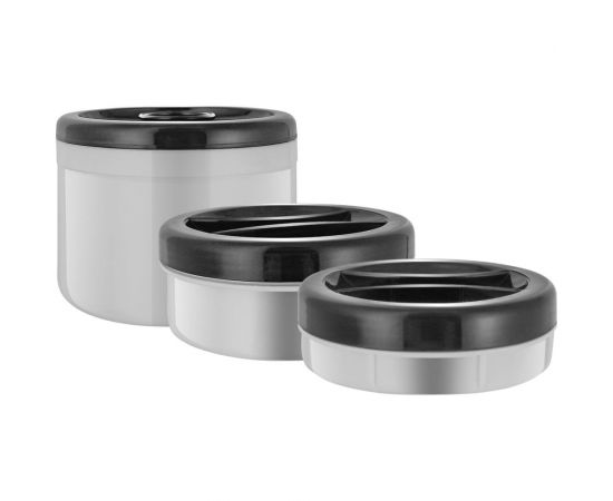 Термос Lara черный, 1900 мл, двойные стенки, вилка, ложка, 3 контейнера 320мл/420мл/630мл LR04-54 – изображение 2