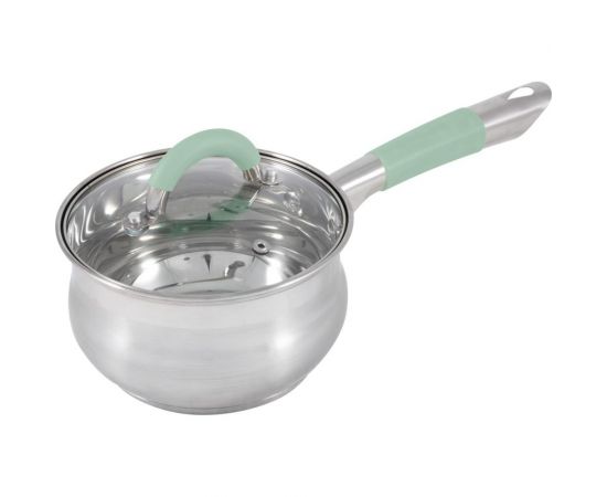 Ковш Mallony MENTOLO 1.9 л, из нержавеющей стали с крышкой, ручки с силиконом 103575 – изображение 2