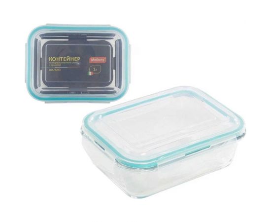 Контейнер Mallony DIAFANO 1000 мл из жаропрочного стекла с крышкой из пластмассы прямоугльный, температура -20 до+200 С 005472 – изображение 4