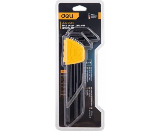 Набор сверхдлинных шестигранных ключей DELI dl231309h материал Cr-V, 1,5, 2, 2,5, 3, 4, 5, 6, 8, 10 мм, пластиковый держатель, 9 шт. 104512 – изображение 4