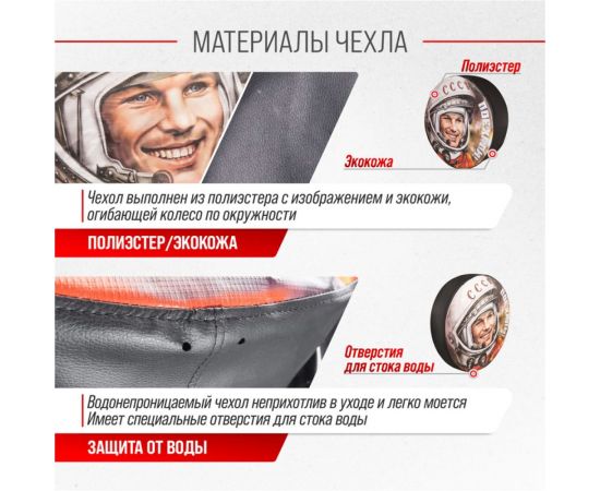 Чехол запасного колеса SKYWAY Поехали R15 диаметр 67см, экокожа/полиэстер S06301072 – изображение 4