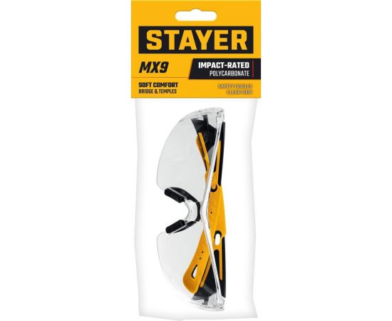 Защитные очки STAYER Mx-9 прозрачные, двухкомпонентные дужки, открытого типа 110490 – изображение 5