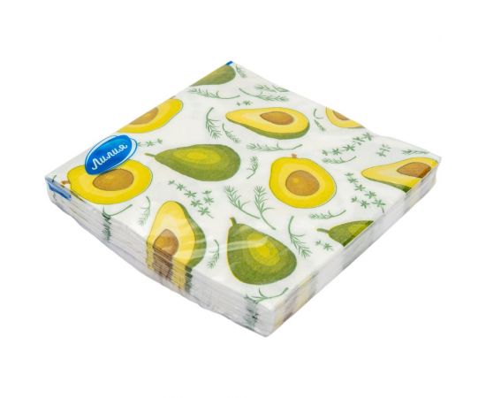 Салфетки бумажные 33x33 Авокадо 2слоя 20листов Лилия 8011 