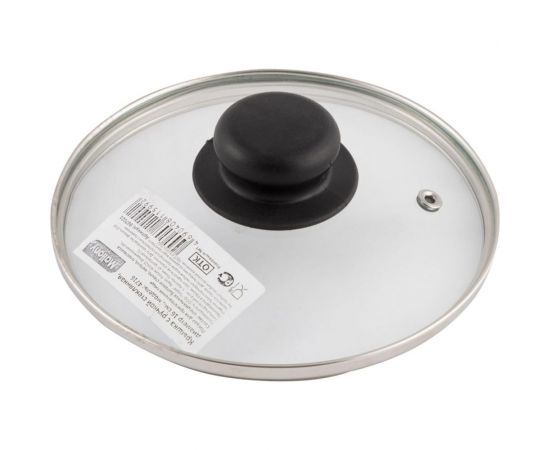 Стеклянная крышка с ручкой Mallony 16 см, металлический обод, паровыпуск 987021 