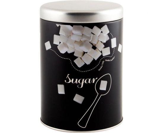 Металлическая банка Mallony с крышкой круглая объем 900 мл дизайн Сахар 008617 