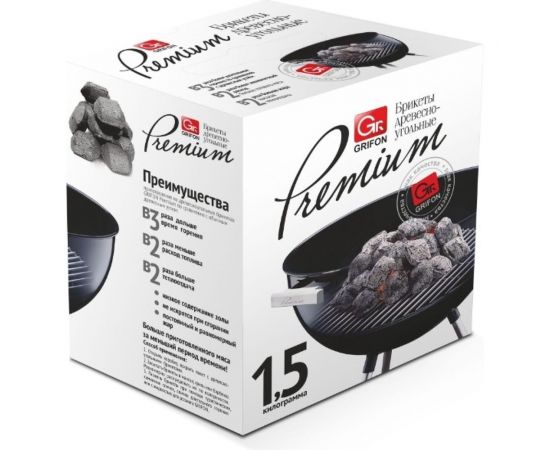 Древесноугольные брикеты GRIFON premium eco, 1.5 кг, в коробке 650-040 
