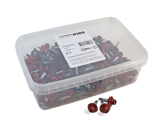 Кровельный саморез Качественный КРЕПЕЖ красный рубин RAL 3003, 5.5х25 мм, 200 шт 1000665 КЧ 