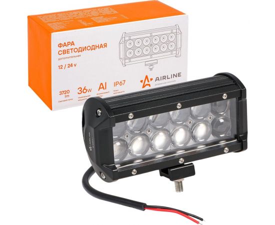 Светодиодная фара (балка) двухрядная Airline 12 LED 4D линза, 36W, 165x78x65, 12/24V ALED047 