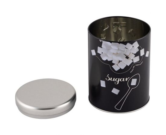 Металлическая банка Mallony с крышкой круглая объем 900 мл дизайн Сахар 008617 – изображение 2