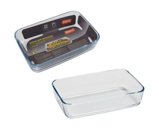 Форма для запекания Mallony CRISTALLINO объем 0,9 л из боросиликатного стекла прямоугольная форма без ручек 005568 – изображение 2