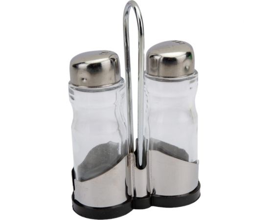 Набор Mallony SPEZIA из 3 предметов: солонка 40 мл и перечница 40 мл на подставке нержавеющая сталь, стекло 009367 – изображение 3