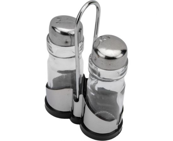 Набор Mallony SPEZIA из 3 предметов: солонка 40 мл и перечница 40 мл на подставке нержавеющая сталь, стекло 009367 – изображение 4