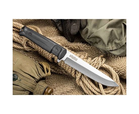 Туристический нож Kizlyar Supreme Alpha сталь 420HC, StoneWash, рукоять из черного кратона 4650065059831 – изображение 5