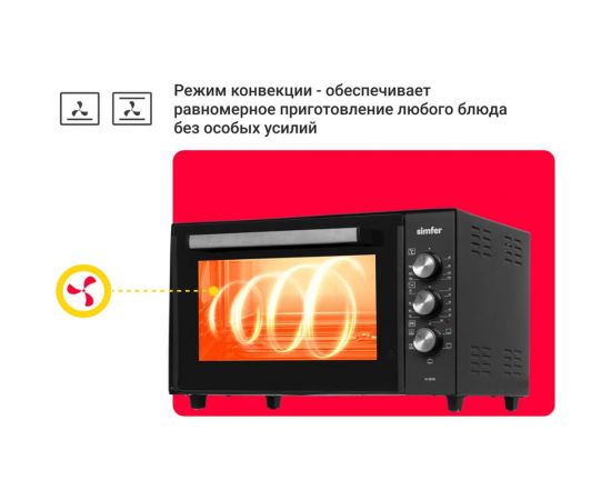 Мини-печь SImfer Classic 5 режимов работы, конвекция, 2 противня M3516 – изображение 7