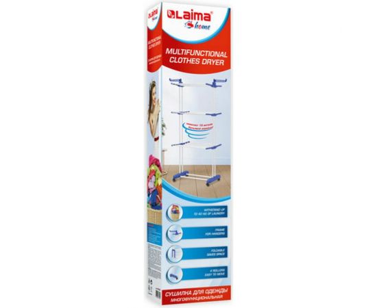 Напольная раскладная сушилка для белья LAIMA HOME многофункциональная, 3 уровня, на колесах 607807 – изображение 8