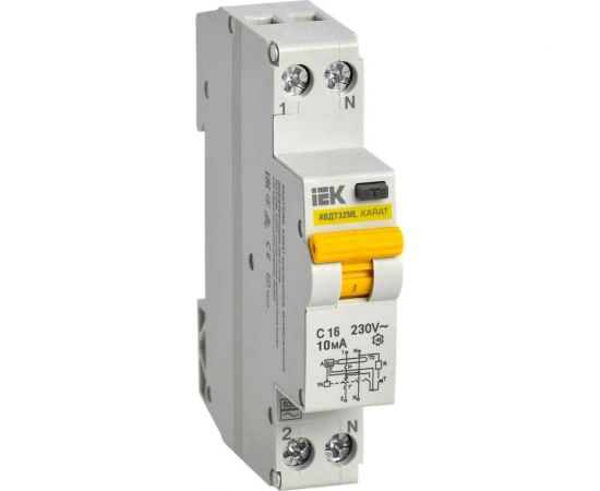 Автоматический выключатель дифференциального тока IEK АВДТ32МL С16 10мА KARAT MVD12-1-016-C-010 