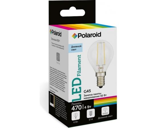 Светодиодная лампа Polaroid 220V FIL G45 4W 6500K E14 470lm PL-G45F4146 