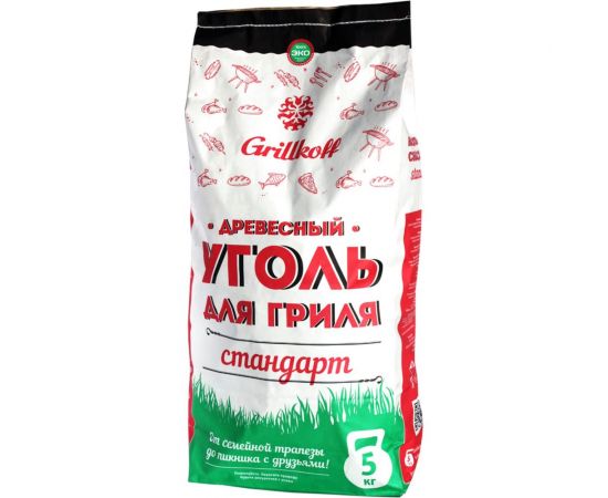 Древесный уголь для гриля Grillkoff стандарт, пакет 5 кг 2 