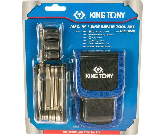 Мультитул для ремонта велосипеда (16 предметов) KING TONY 20A16MR – изображение 2