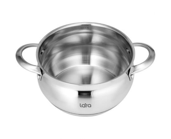 Кастрюля Lara МАЙАМИ нержавеющая сталь 3.5 л 20x11.5 см, капсулированное 9-ти ступенчатое дно, крышка, шкала LR02-422 – изображение 2