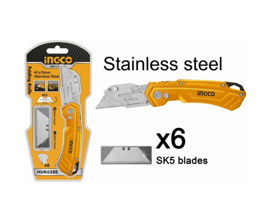 Складной универсальный нож INGCO SK5 INDUSTRIAL HUK6288 – изображение 2