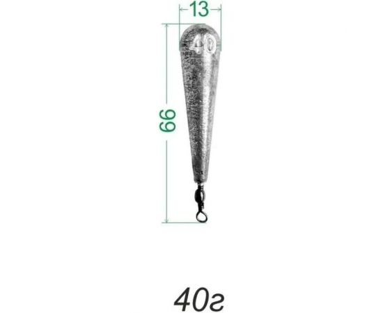 Груз Капля, отводной поводок, 40 г, 5шт./уп. 04-028-08 – изображение 2