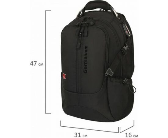 Универсальный рюкзак GERMANIUM S-01 с отделением для ноутбука, влагостойкий, черный, 226947 – изображение 24