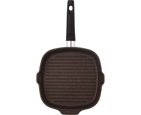 Сковорода-гриль Kukmara квадратная, 280x280 мм, со съемной ручкой, со стеклянной крышкой, АП, кофейный мрамор сгкмк282а – изображение 3