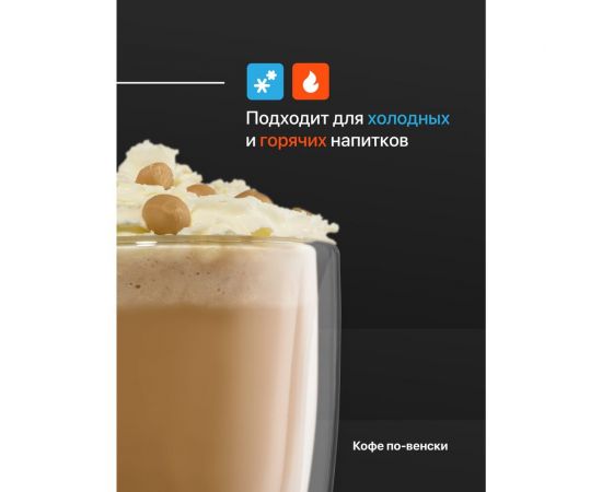 Набор стеклянных кружек с двойными стенками, прозрачная чашка с двойным стеклом и двойным дном Limpid Side 2 шт., 350 мл Z0051 – изображение 3