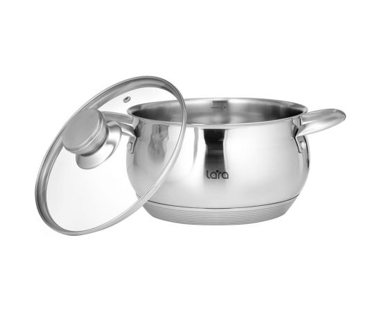 Кастрюля Lara МАЙАМИ нержавеющая сталь 3.5 л 20x11.5 см, капсулированное 9-ти ступенчатое дно, крышка, шкала LR02-422 – изображение 3