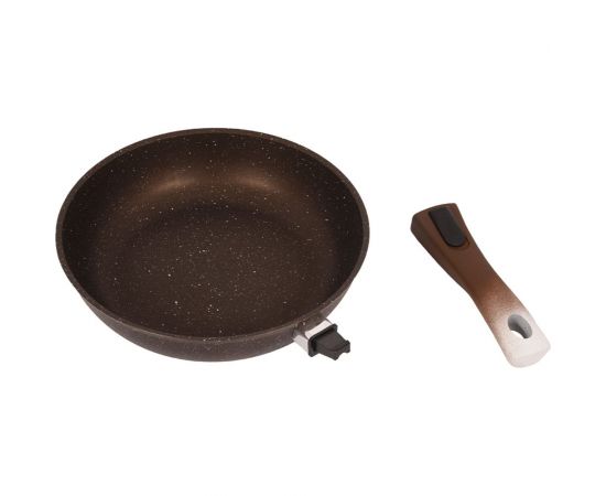 Сковорода Kukmara 240/60мм, со съемной ручкой soft touch, АП, кофейный мрамор смк247а – изображение 4