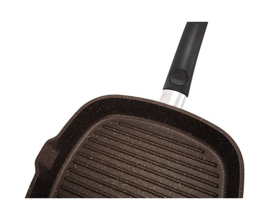 Сковорода-гриль Kukmara квадратная, 280x280 мм, со съемной ручкой, со стеклянной крышкой, АП, кофейный мрамор сгкмк282а – изображение 5