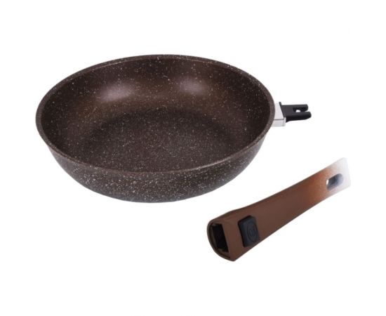 Сковорода Kukmara 260/60мм, со съемной ручкой soft touch, АП, кофейный мрамор смк264а – изображение 6