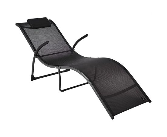 Складной садовый шезлонг GoGarden ACADIA 183x55x70 см, черный 50312 