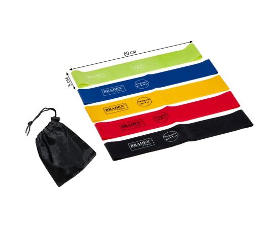 Набор из 5-ти резинок для фитнеса BRADEX нагрузка до 4 SF 0673 