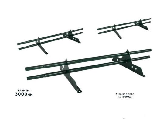 Трубчатый оцинкованный снегозадержатель на крышу для металлочерепицы, профнастила KROVZAVOD Ral 6005 зеленый мох, 25x1.5 мм, 1000 мм (комплект на 3 м/3 шт. по 1 м) 3769260 