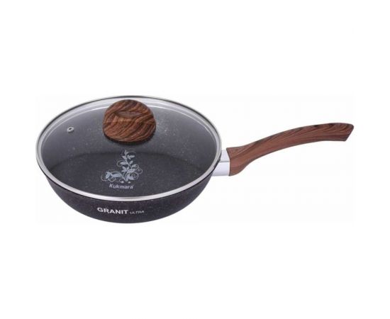 Сковорода Kukmara Granit ultra Blue 260 мм с ручкой, стеклянной крышкой, антипригарное покрытие сгг261а 