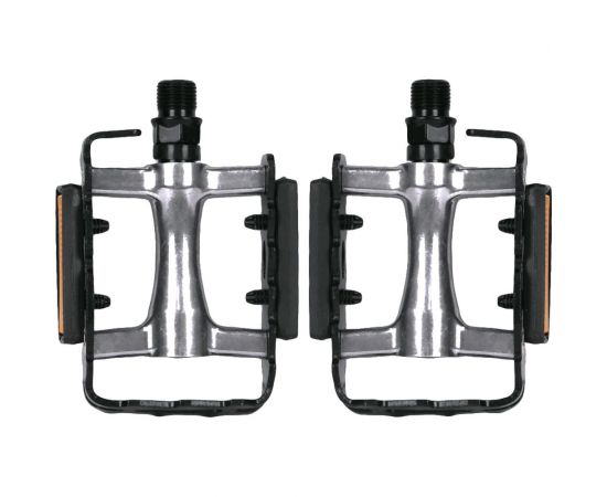 Педали Feimin FP-980Alu, 100х65мм, база алюминий, стальная ось, рамка алюминий, 350гр, серебристый/черный H000013479 